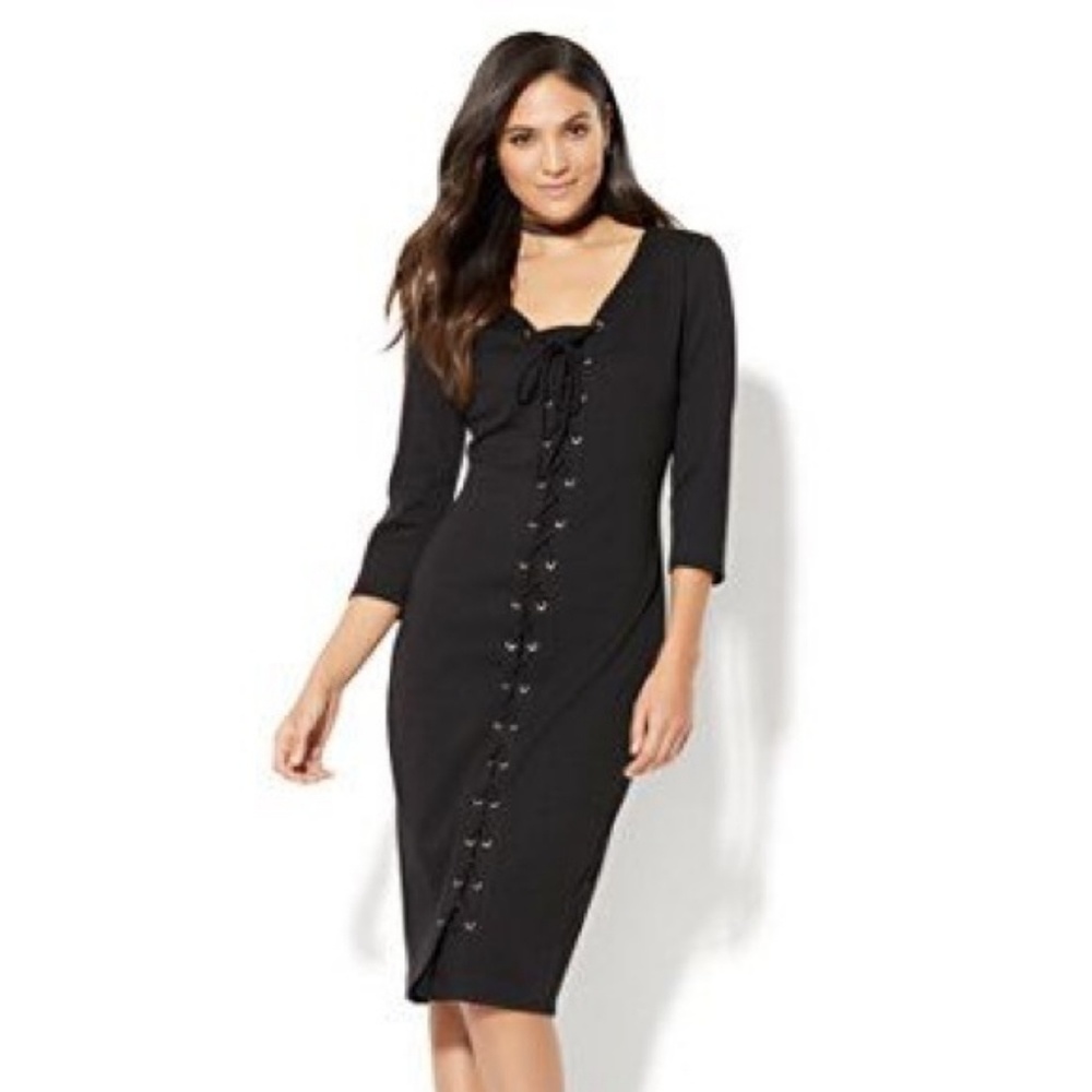 NY&Co Lace-up Black Dress